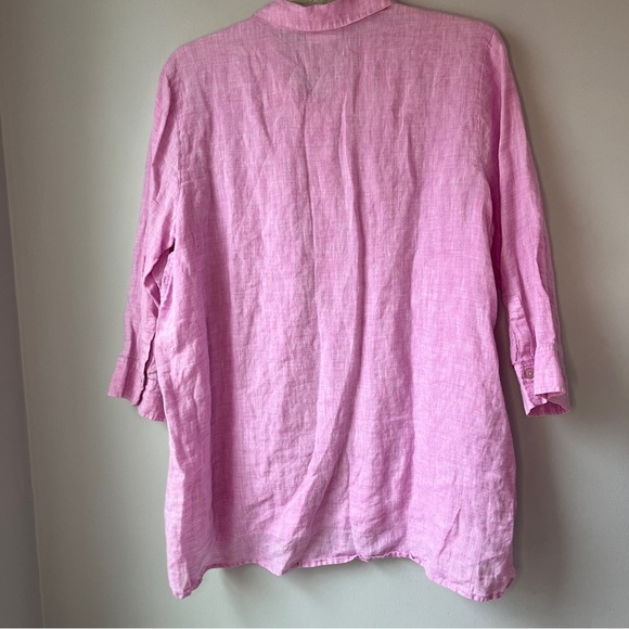 J. Jill Love Lilac Linen Tiered Tunic 3/4 Button Shirt - Picture 9 of 12